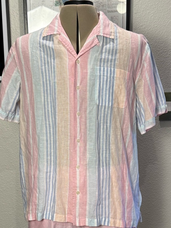 Brooks Brothers Other - Brooks Brothers Baird McNut Linen Pastel Multi-Stripe Short-Sleeve Camp Shirt